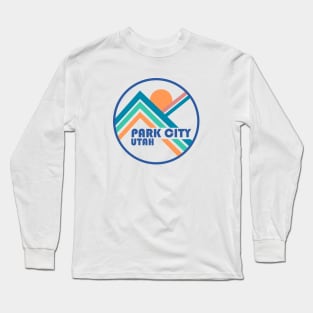 Park City Retro Circle Graphic Blue No Background Long Sleeve T-Shirt